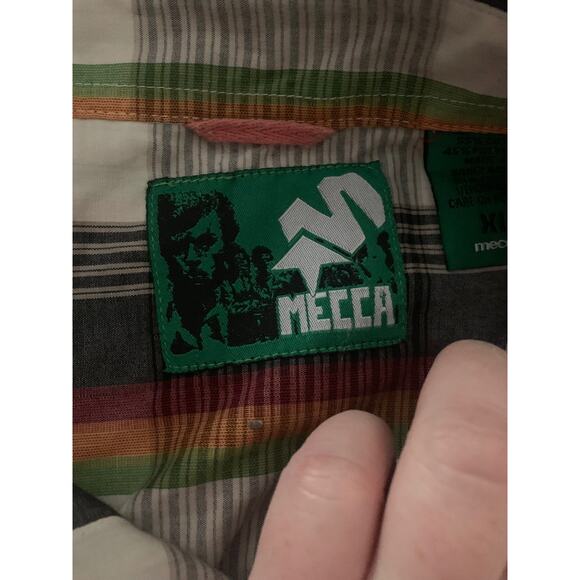 Mecca mens xl plaid button down shirt y2k collared plaid orange red - Picture 3 of 7